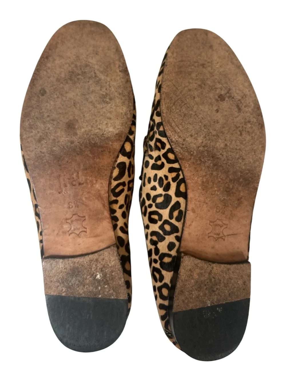 J. McLaughlin Dillon Calf Hair Leopard Print Leather Loafers Size 8.5 Officewear